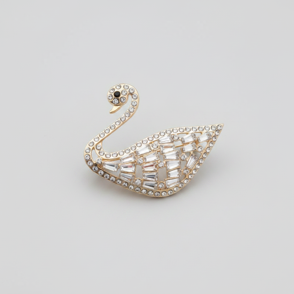BRH-3303 The Graceful Swan Crystal Brooch