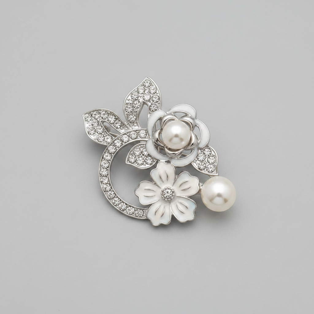 BRH-3340 The Winter Camellia Pearl Brooch