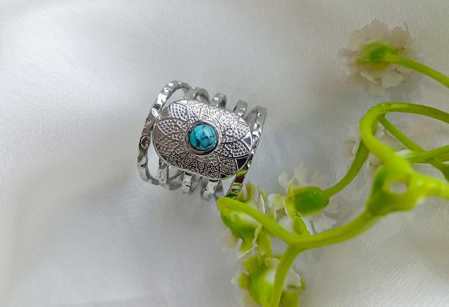 RNG-5503 The Nomad Turquoise Multi-Band Ring