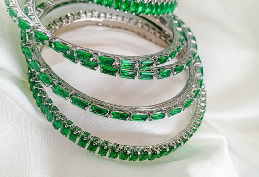 BNG-2201 The Emerald Baguette Bangle Set