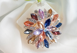 BRH-3301 Multi-Tone Crystal Sunflower Statement Brooch | Mondka Jewelry