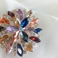 BRH-3301 Multi-Tone Crystal Sunflower Statement Brooch | Mondka Jewelry