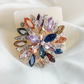 BRH-3301 Multi-Tone Crystal Sunflower Statement Brooch | Mondka Jewelry