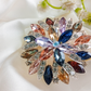 BRH-3301 Multi-Tone Crystal Sunflower Statement Brooch | Mondka Jewelry