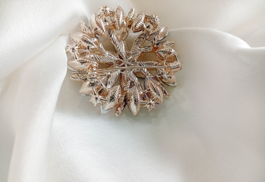 BRH-3302 Rose Gold Floral Filigree Statement Brooch | Mondka Jewelry