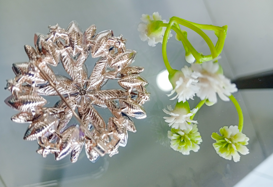 BRH-3302 Rose Gold Floral Filigree Statement Brooch | Mondka Jewelry