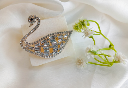 BRH-3303 The Graceful Swan Crystal Brooch