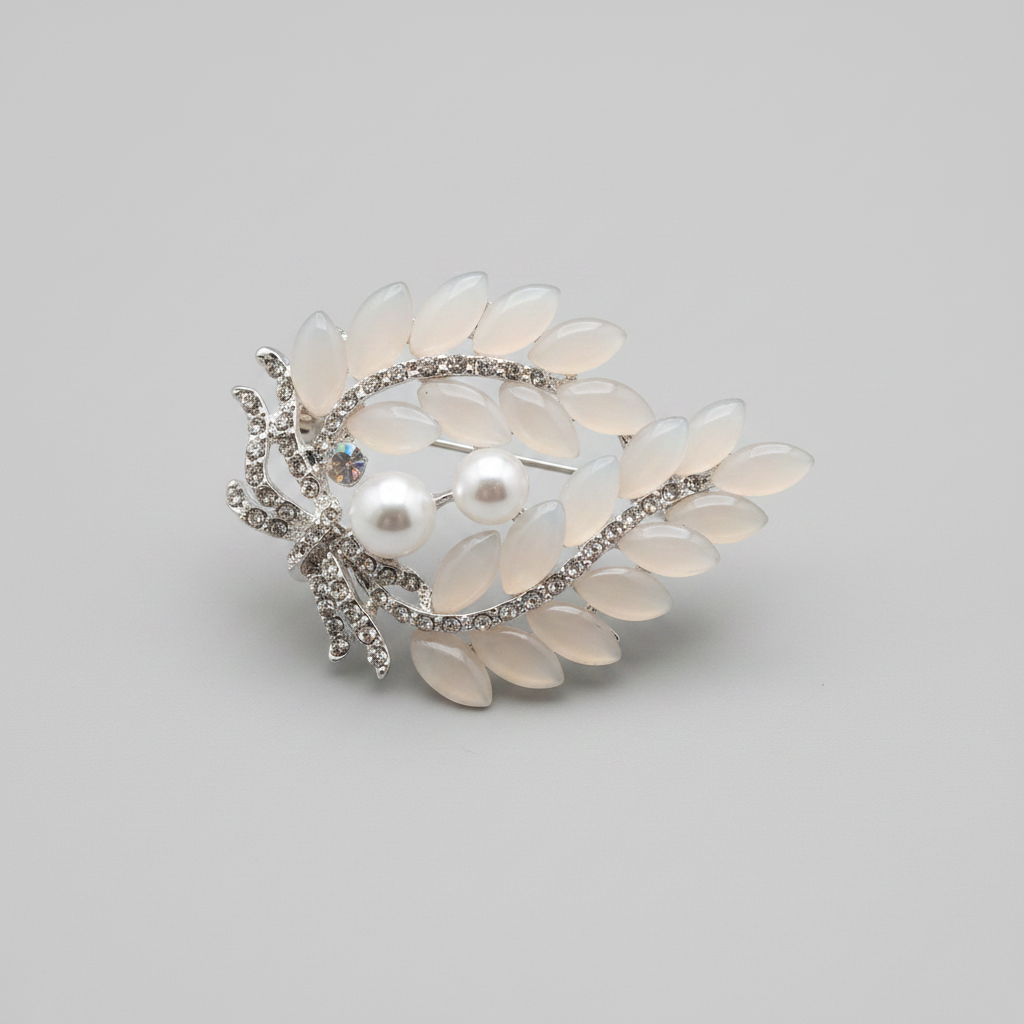 BRH-3306 The Moonlight Laurel Statement Brooch