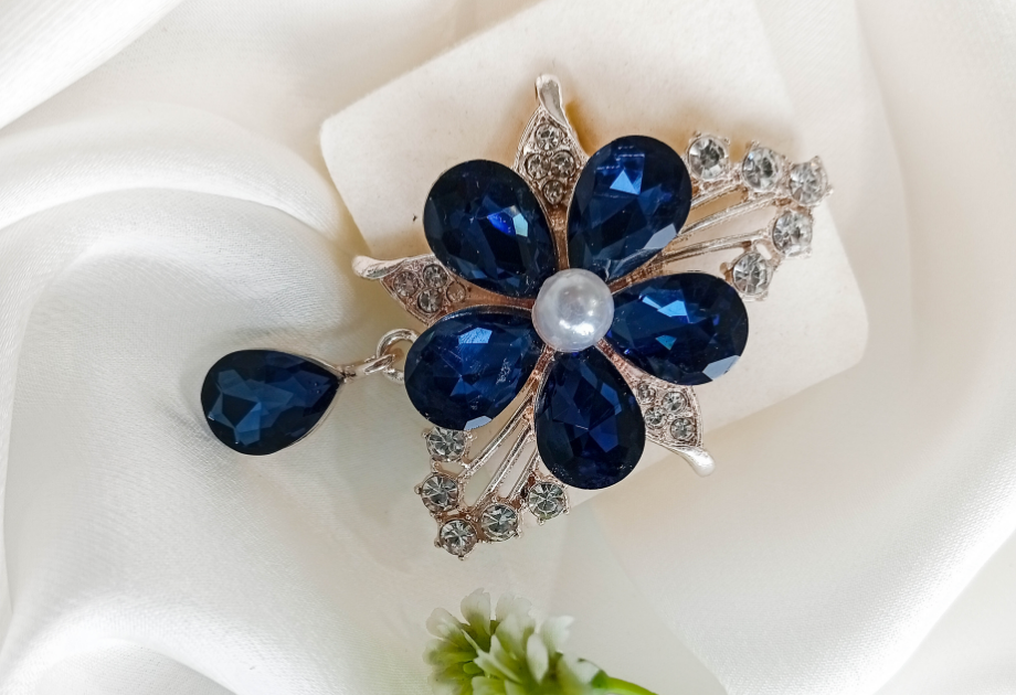 BRH-3309 The Sapphire Bloom Statement Brooch