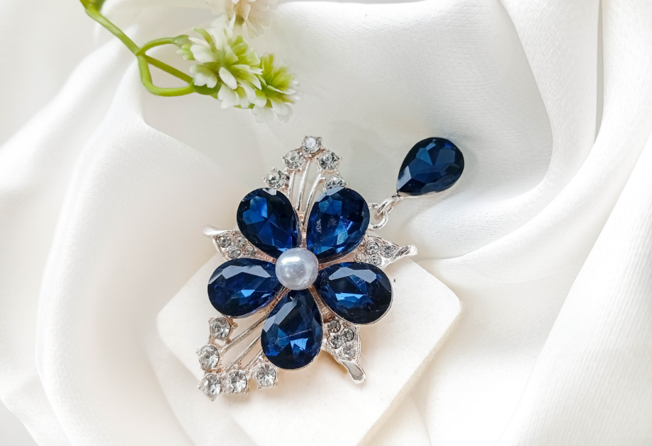 BRH-3309 The Sapphire Bloom Statement Brooch
