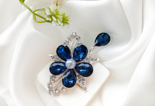 BRH-3309 The Sapphire Bloom Statement Brooch