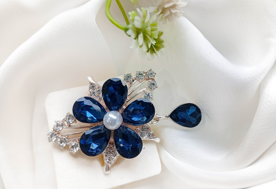 BRH-3309 The Sapphire Bloom Statement Brooch