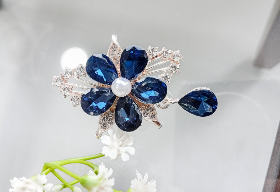 BRH-3309 The Sapphire Bloom Statement Brooch