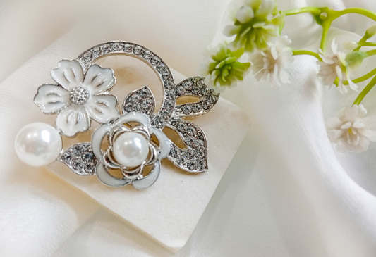 BRH-3340 The Winter Camellia Pearl Brooch