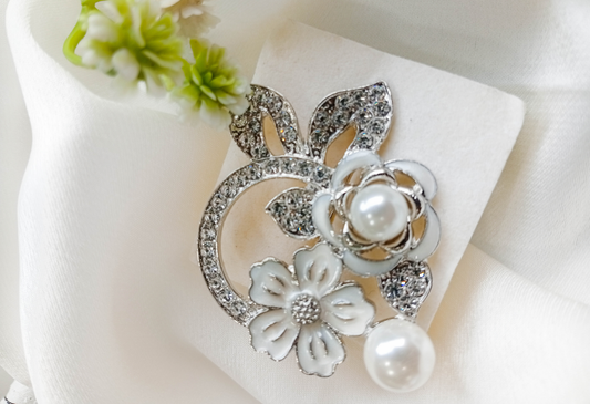 BRH-3340 The Winter Camellia Pearl Brooch